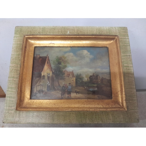 50B - Pair of early 20th century Italian Country scenes, oil on artists board, signed framed and glazed wi... 