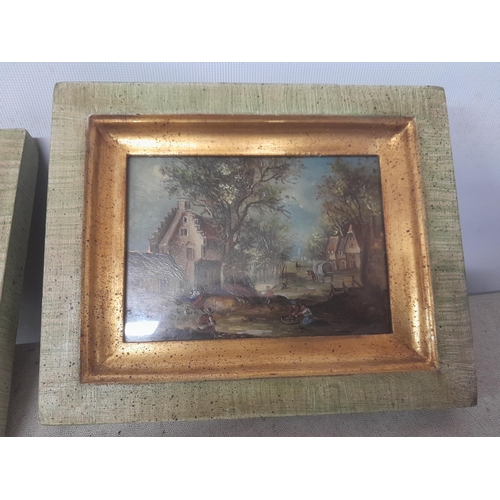 50B - Pair of early 20th century Italian Country scenes, oil on artists board, signed framed and glazed wi... 