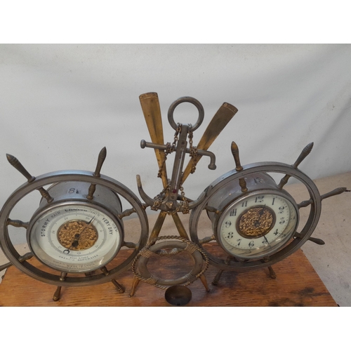 29 - Late 19th century clock and barometer set awarded to  A Mactavish ion his retirement 1898 Officers a... 