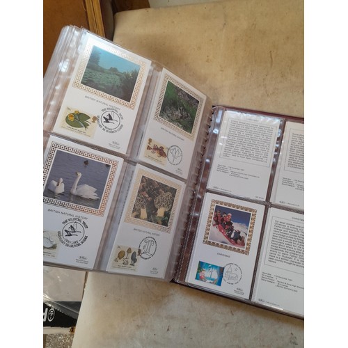 102 - Stamps : Folder of PHQ stamp cards and fold of Benham Silk Stamp First Day Covers