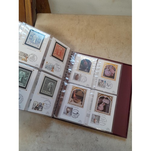 102 - Stamps : Folder of PHQ stamp cards and fold of Benham Silk Stamp First Day Covers