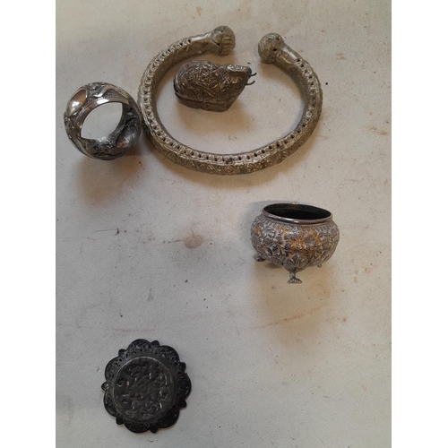 163 - Assorted Persian and Indian lower grade silver and mixed metal ware