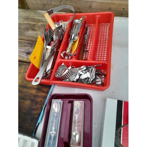 167 - silver plated and other cutlery and kitchen utensils