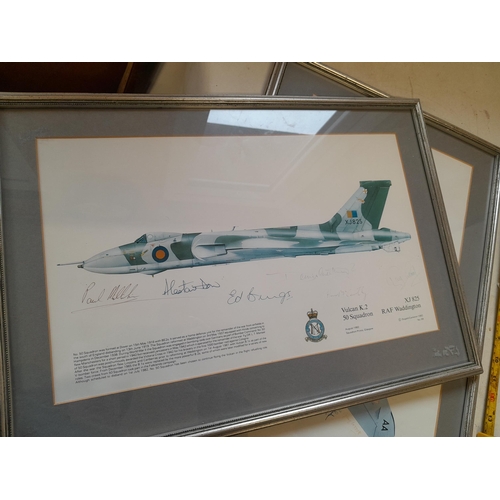 216 - 3 x aviation prints signed by crew and pilots, note some fading and one other