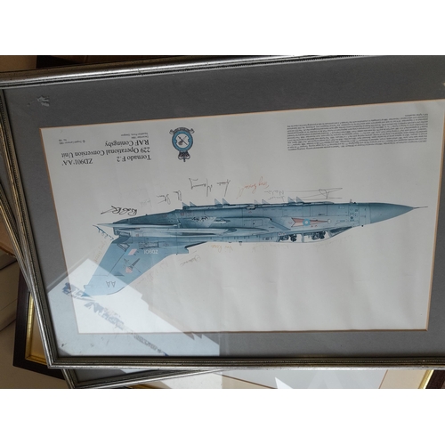 216 - 3 x aviation prints signed by crew and pilots, note some fading and one other