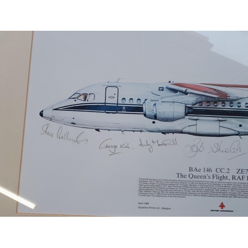 216 - 3 x aviation prints signed by crew and pilots, note some fading and one other