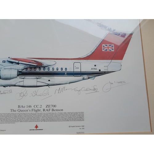 216 - 3 x aviation prints signed by crew and pilots, note some fading and one other