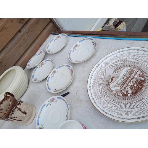 221 - Decorative china, Stratton compacts,  bisque pottery jug, collectors plate etc. etc.