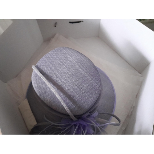 228 - Jacque Vert and other hats in 2 x boxes and retro upholstered stool (contra to 1988 fire regs for re... 