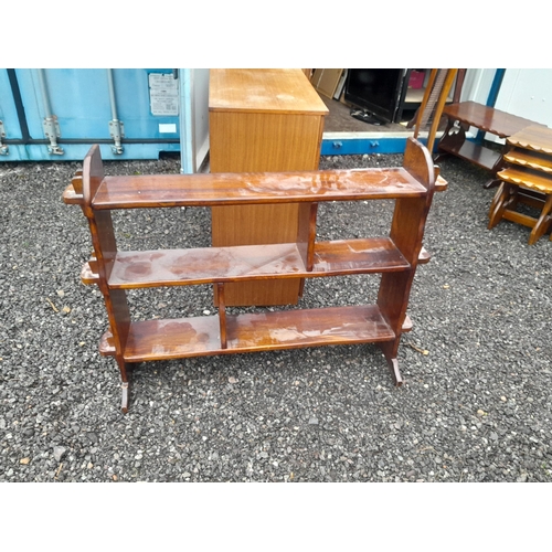 234 - 2 x teak free standing glazed bookshelves, 1 x oak book shelf, stool and magazine rack