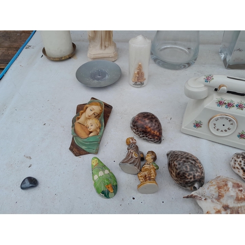 254 - Decorative ornaments : Wade  Whimsie figures, plaster religious figure etc.