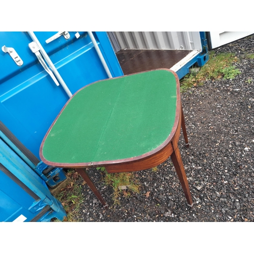 273 - 19th century tip top card table with inset baize and shield shape swing mirror from early 20th centu... 