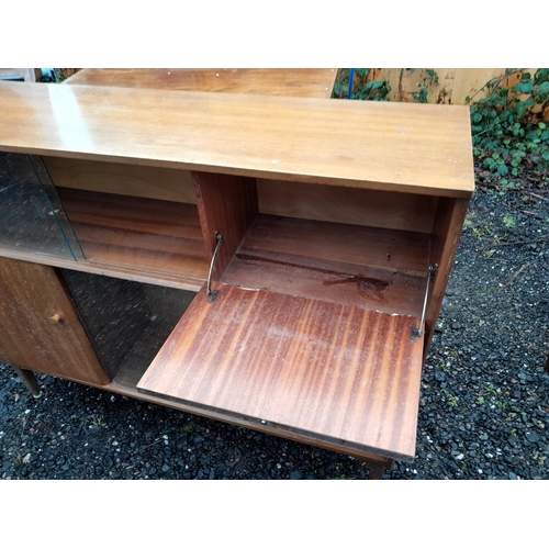 277 - Vintage walnut shelves with fall front & Georgian mahogany barrel front corner cupboard