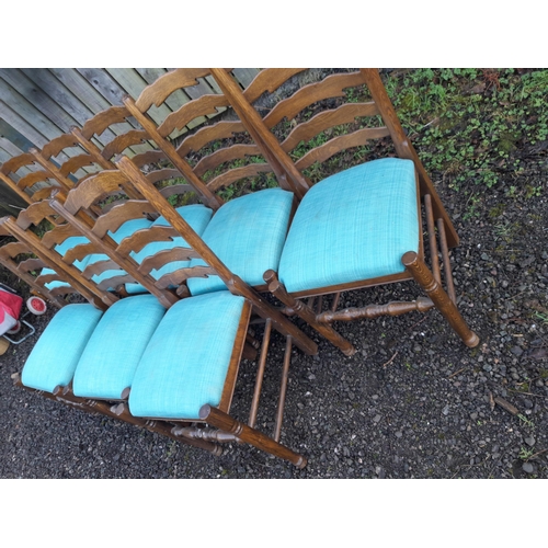 282 - Set of eight antique style ladderback dining chairs