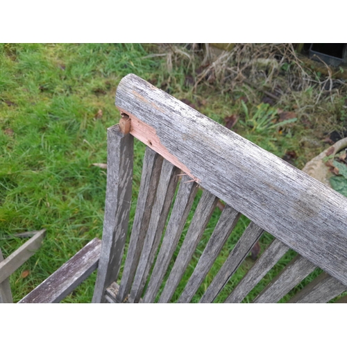 293 - Wooden patio set some restoration needed, table 110 cms wide