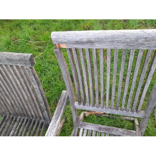 293 - Wooden patio set some restoration needed, table 110 cms wide