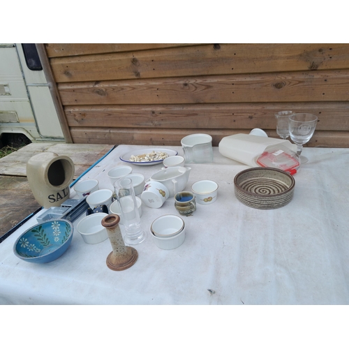 302 - Kitchenware, studio pottery, glassware,  cutlery  etc. note multiple photo