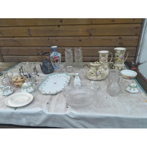 359 - Decorative china and glassware : Noritake, some with damages, pressed table glassware etc.