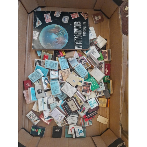 379 - Vintage matchboxes and empty schoolboy stamp album