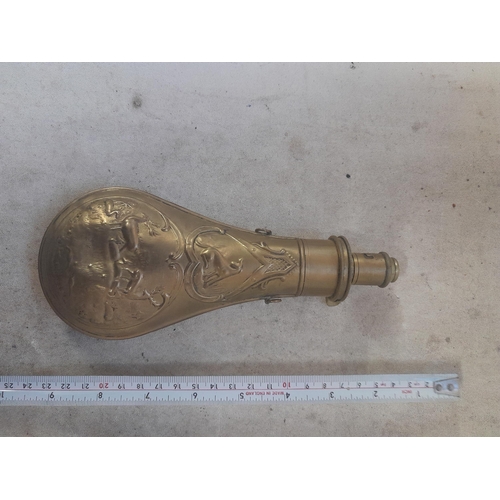 414 - Vintage brass shot flask