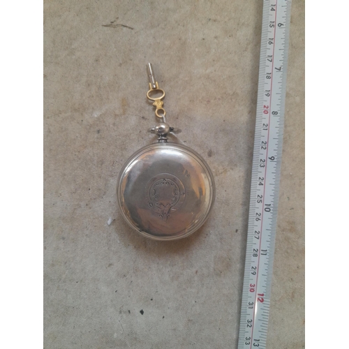 419 - Late 19th century silver case pocket watch with key