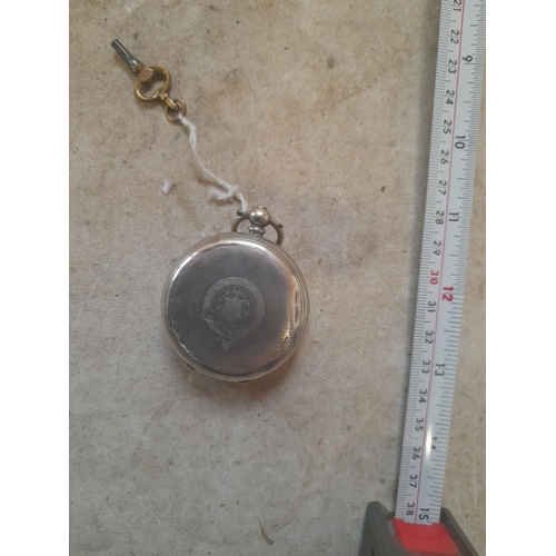 421 - 800 silver case pocket watch with key