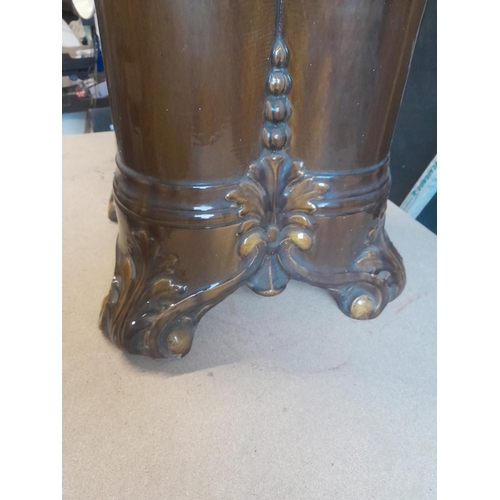 435 - Very large and heavy Victorian treacle glaze majolica plant pedestal