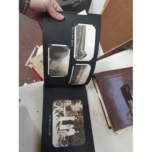 3 - 2 x vintage black and white photograph albums of family snaps, one sparsely filled the other almost ... 