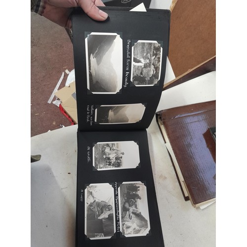 3 - 2 x vintage black and white photograph albums of family snaps, one sparsely filled the other almost ... 