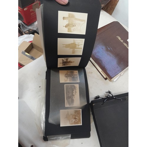 3 - 2 x vintage black and white photograph albums of family snaps, one sparsely filled the other almost ... 