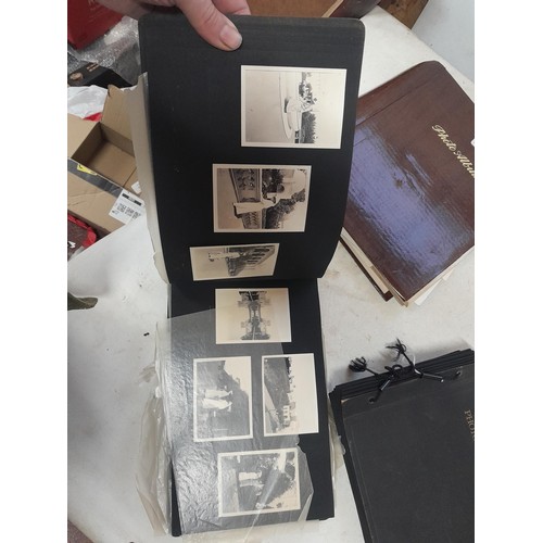 3 - 2 x vintage black and white photograph albums of family snaps, one sparsely filled the other almost ... 