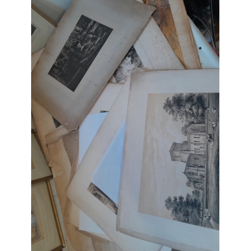 15 - Quantity of 19th and early 20th century pictures and prints : Interesting late 19th century pencil p... 