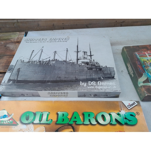 35 - 4 x vintage board games : Oil Barons, Diplomacy, Shipping Empires and Campaign