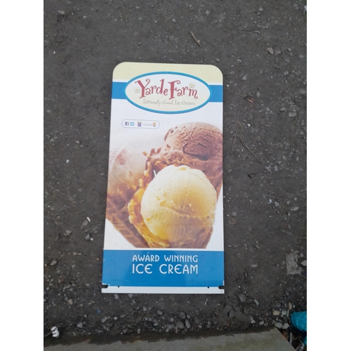 96A - Metal Ice Cream advertising sign 82 cms x 41 cms and metal Hinkley Point warning sign 20 cms x 50 cm... 