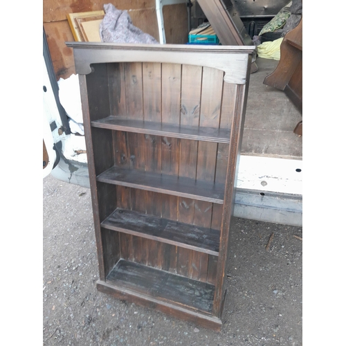 123 - Pine glazed cabinet and oak open bookshelves