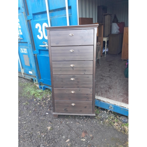 124 - Vintage oak dresser and collectors wall cabinet with roll front drawers for storage of CDs etc.