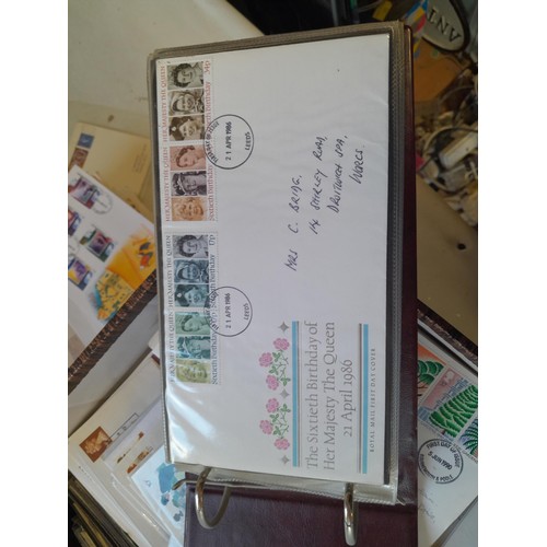 141 - Box of GB Stamp First Day Cover in 2  binders and large quantity of loose approx 14 kg