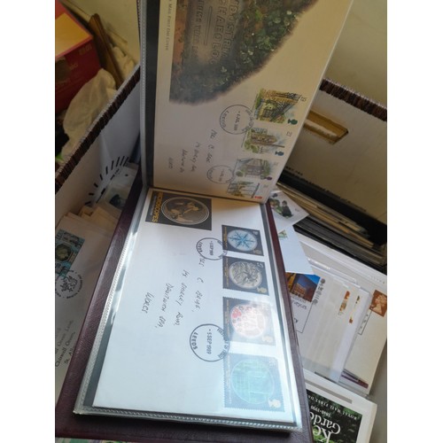 141 - Box of GB Stamp First Day Cover in 2  binders and large quantity of loose approx 14 kg