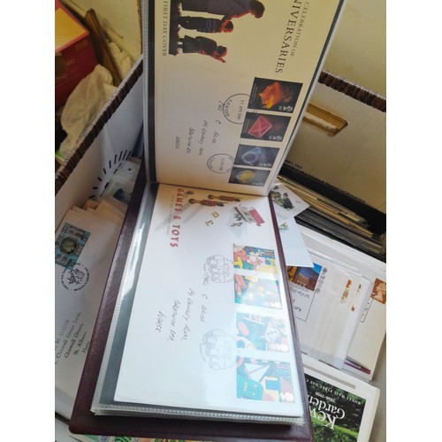 141 - Box of GB Stamp First Day Cover in 2  binders and large quantity of loose approx 14 kg