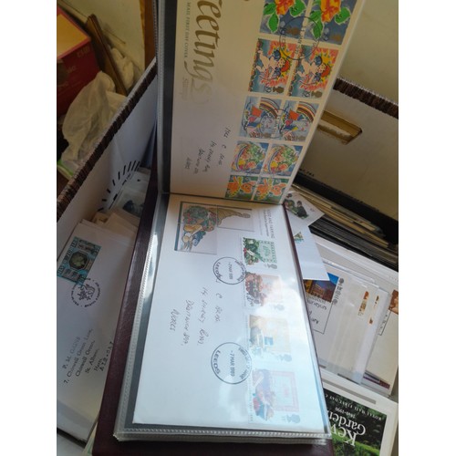 141 - Box of GB Stamp First Day Cover in 2  binders and large quantity of loose approx 14 kg