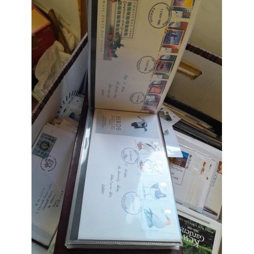 141 - Box of GB Stamp First Day Cover in 2  binders and large quantity of loose approx 14 kg