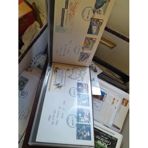 141 - Box of GB Stamp First Day Cover in 2  binders and large quantity of loose approx 14 kg