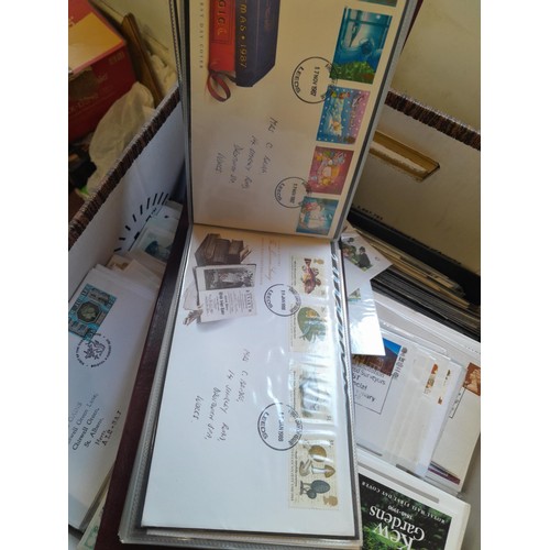 141 - Box of GB Stamp First Day Cover in 2  binders and large quantity of loose approx 14 kg