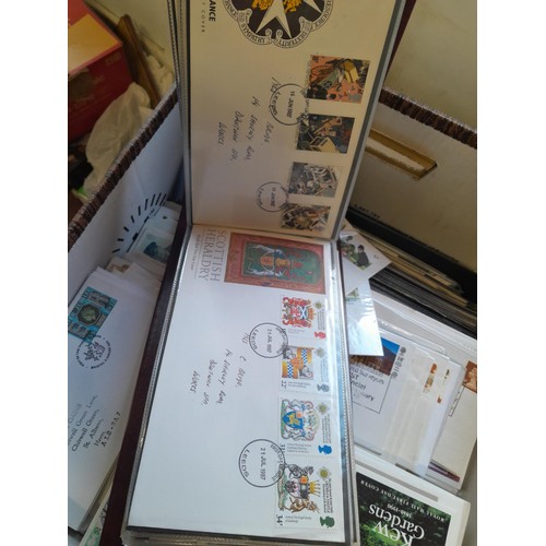 141 - Box of GB Stamp First Day Cover in 2  binders and large quantity of loose approx 14 kg