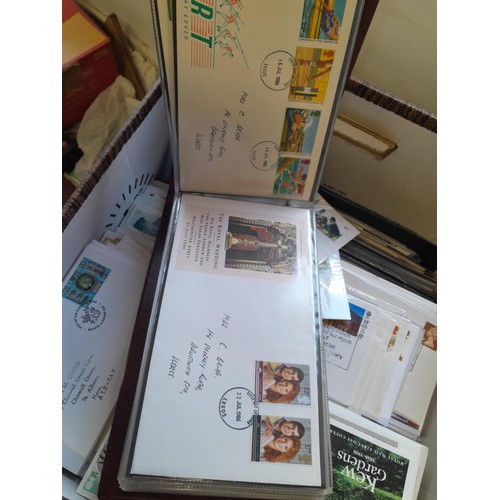 141 - Box of GB Stamp First Day Cover in 2  binders and large quantity of loose approx 14 kg