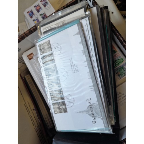 141 - Box of GB Stamp First Day Cover in 2  binders and large quantity of loose approx 14 kg