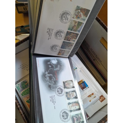 141 - Box of GB Stamp First Day Cover in 2  binders and large quantity of loose approx 14 kg