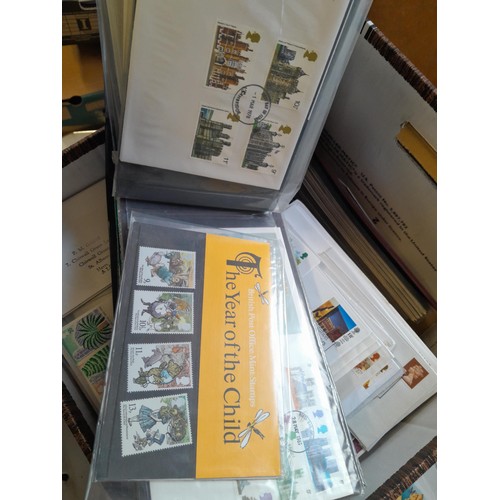 141 - Box of GB Stamp First Day Cover in 2  binders and large quantity of loose approx 14 kg