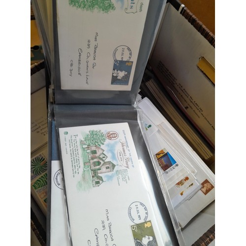 141 - Box of GB Stamp First Day Cover in 2  binders and large quantity of loose approx 14 kg