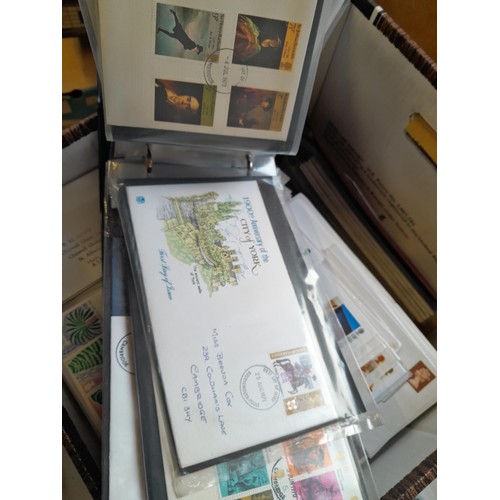 141 - Box of GB Stamp First Day Cover in 2  binders and large quantity of loose approx 14 kg